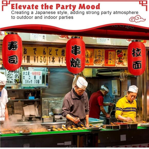 Japanese Red Silk Hanging Sushi Bar Lanterns Ramen Talk Sushi To Me Party Decor - Picture 5 of 14